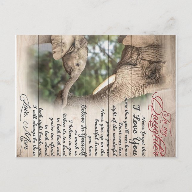 Mom To My Daughter Letter, Girl Birthday Gift Announcement Postcard (Front)