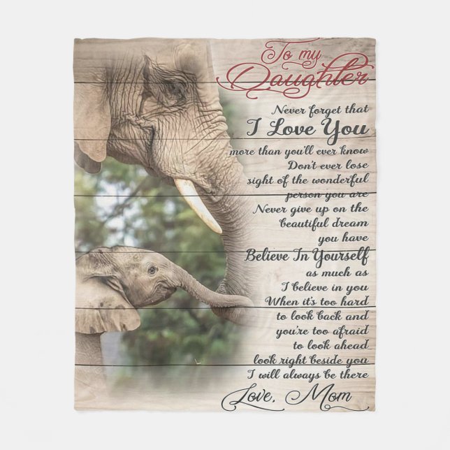 Mom To My Daughter Letter, Girl Birthday Gift Fleece Blanket (Front)