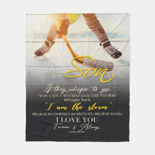 Mom To my Son Gift, Son Birthday Gift Idea Fleece Blanket (Front)