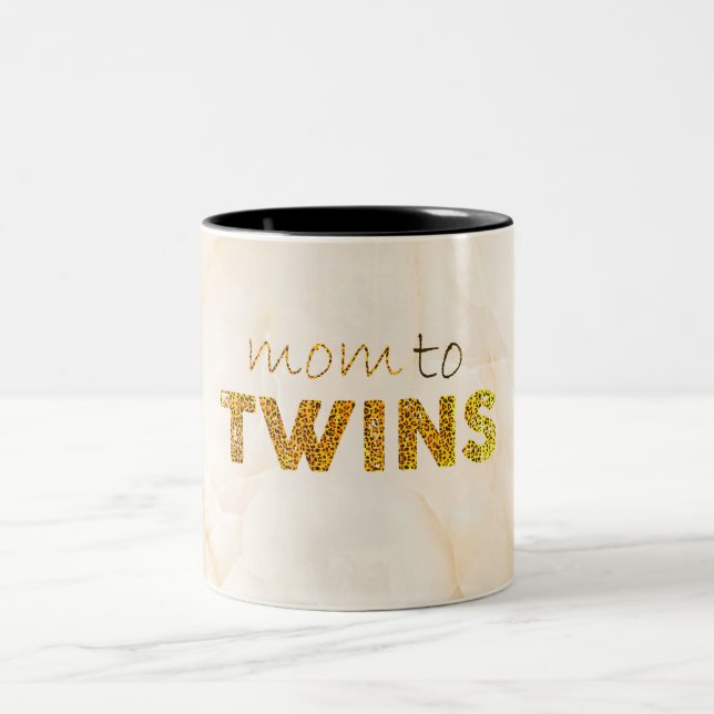 Mom to Twins  Two-Tone Coffee Mug (Center)
