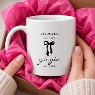 Mom to Yiayia Est Mug with Bow