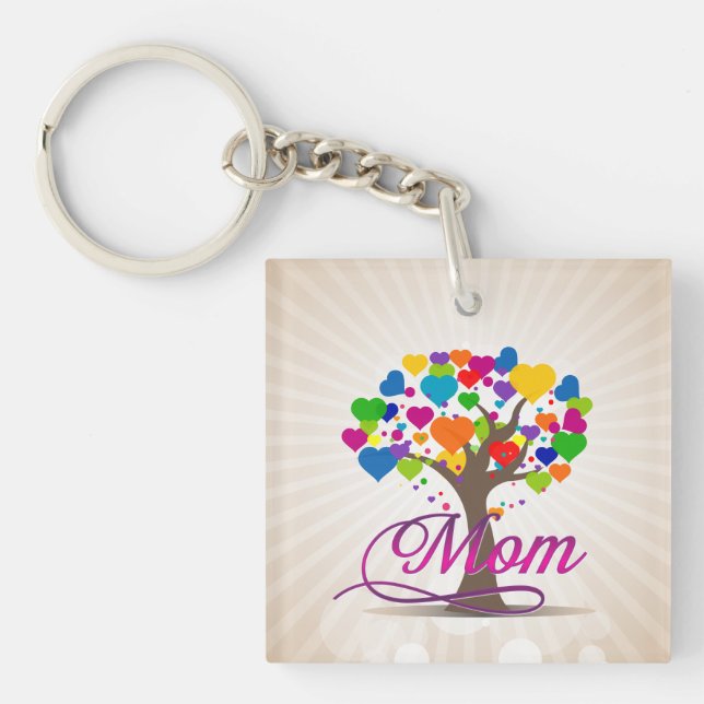 Mom Tree of Life Hearts Keychain (Front)