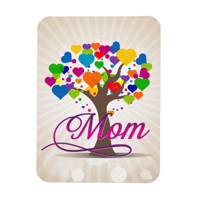 Mom Tree of Life Hearts Magnet (Vertical)