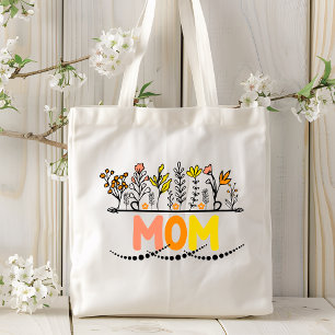 Mom Trendy Modern Floral Botanical Flowers Tote Bag