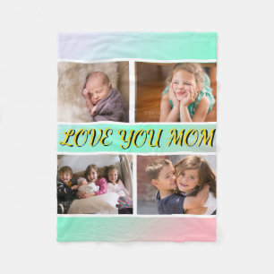 Mom Tribute 4-Photo Pastel Keepsake Fleece Blanket