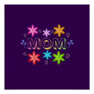 Mom Typography Design, Cute Mother Quote Text Art, Poster