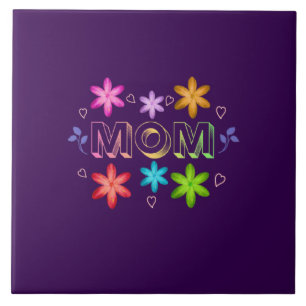 Mom Typography Design, Cute Mother Quote Text Art, Tile