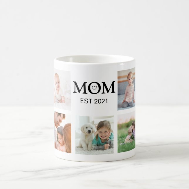 Mom Typography Family Photo Collage Coffee Mug (Center)