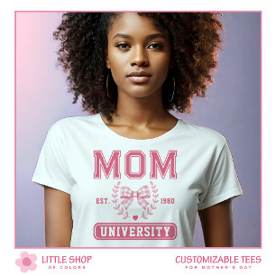Mom University Pink Bow Mothers Day Tri-Blend Shirt