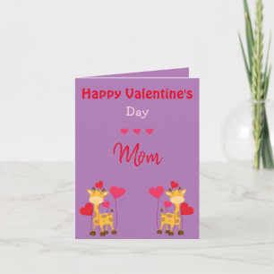 Mom Valentine's Day Giraffe Holiday Card
