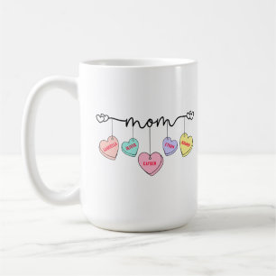 Mom Valentines Kids Name Convo Hearts Coffee Mug