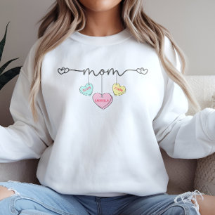 Mom Valentines Kids Name Convo Hearts Sweatshirt