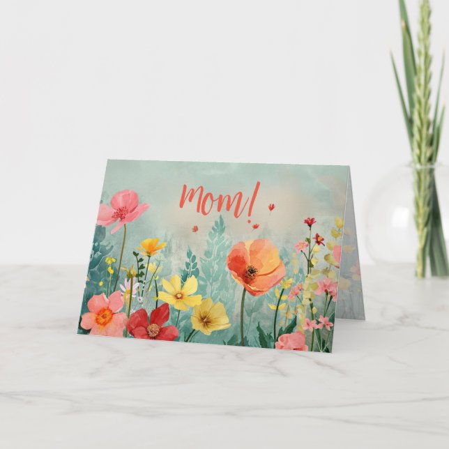 "Mom" Vintage Floral Mother's Day Card (Front)