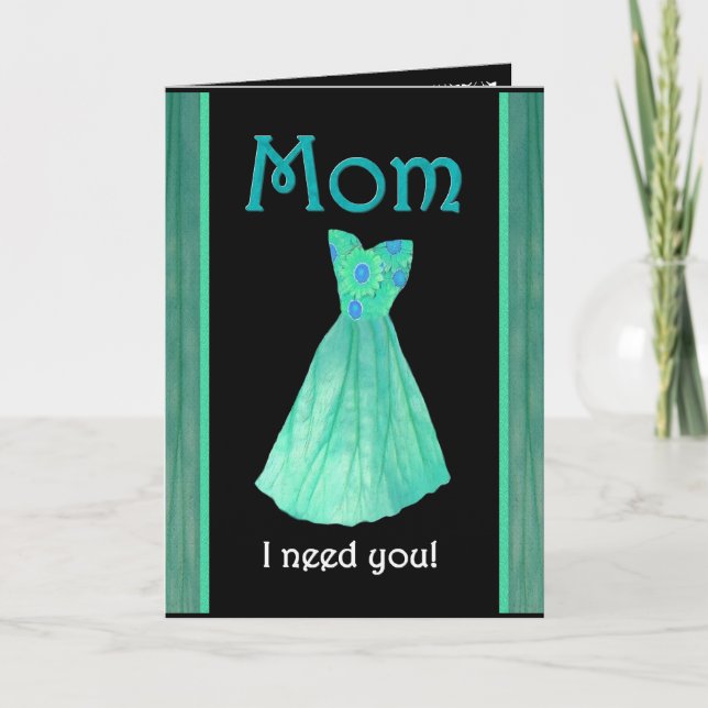 MOM - Walk Me Down the Aisle - Mint Green Gown Invitation (Front)