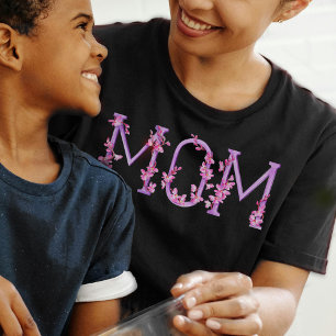 Mom watercolor art orchid text T-Shirt