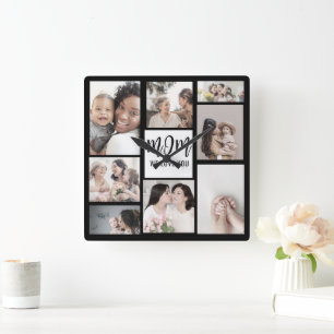 Mom We Love You Custom Mothers Day Photo  Square Wall Clock