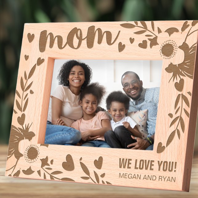 Mom We Love You Floral Personalized Gift Etched Frames (Creator Uploaded)