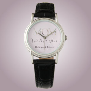 mom we love you floral script watch