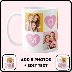 Mom We Love You Kids Names Photo Collage Heart Coffee Mug