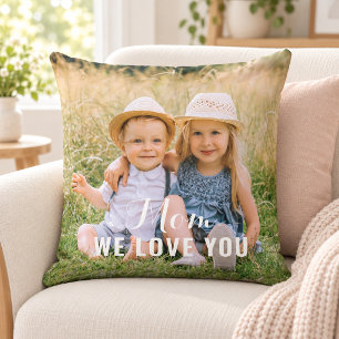 Mom We Love You Personalized Mother's Day Photo Throw Pillow