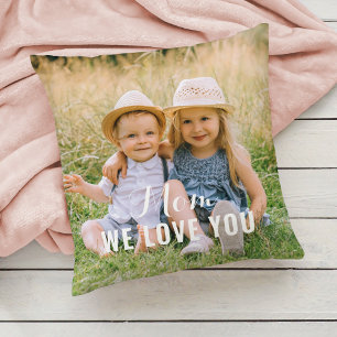 Mom We Love You Personalized Mother's Day Photo Throw Pillow