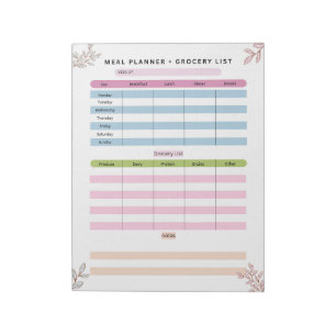 Mom Weekly Meal Planner & Grocery List Notepad