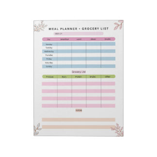 Mom Weekly Meal Planner & Grocery List Notepad