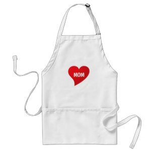 Mom white red heart modern cute elegant chic  standard apron