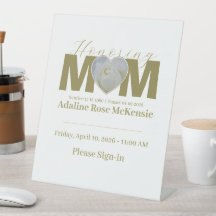 MOM White Rose Heart Photo Desk Memorial