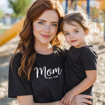 Mom White Script Established Date Minimal Bold