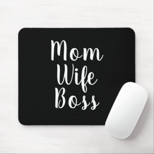 Mom Wife Boss black white custom script cute Mouse Pad