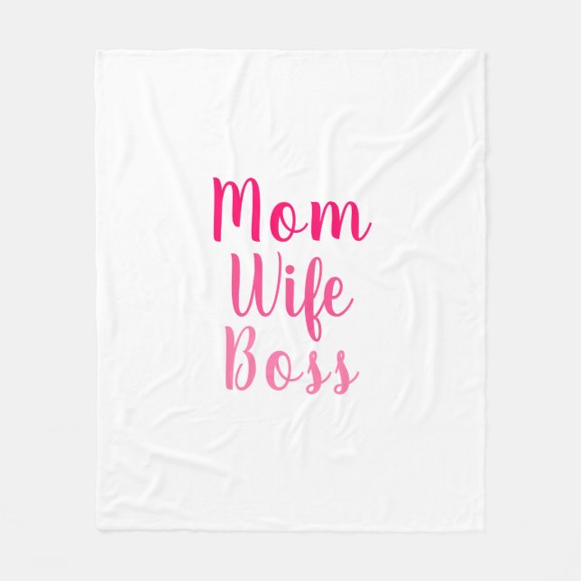 Mom wife boss gradient pink custom script cute fleece blanket (Front)