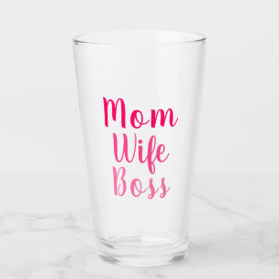 Mom wife boss gradient pink custom script cute glass