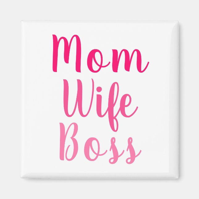 Mom wife boss gradient pink custom script cute magnet (Front)