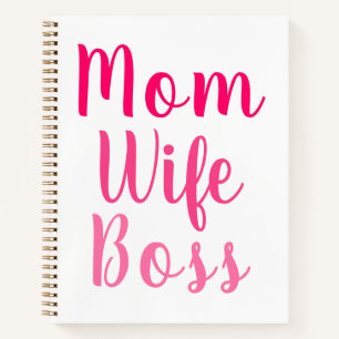 Mom wife boss gradient pink custom script recipe notebook