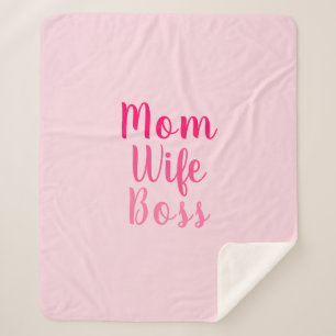 Mom wife boss gradient pink custom script stylish sherpa blanket