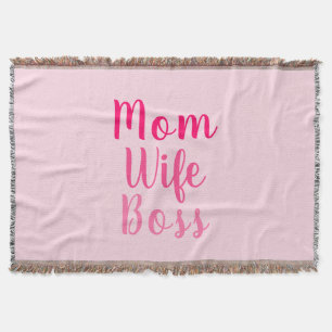 Mom wife boss gradient pink custom script stylish throw blanket