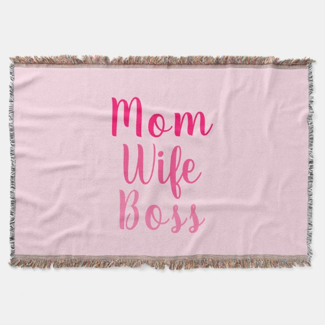 Mom wife boss gradient pink custom script stylish throw blanket (Front)