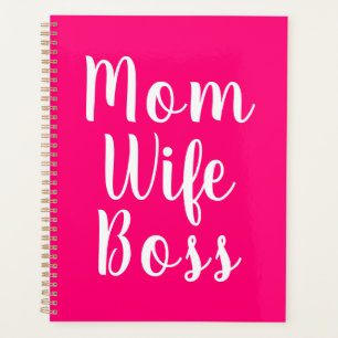 Mom wife boss hot pink custom script stylish planner