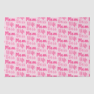 Mom wife boss light pink custom script cute modern tissue paper