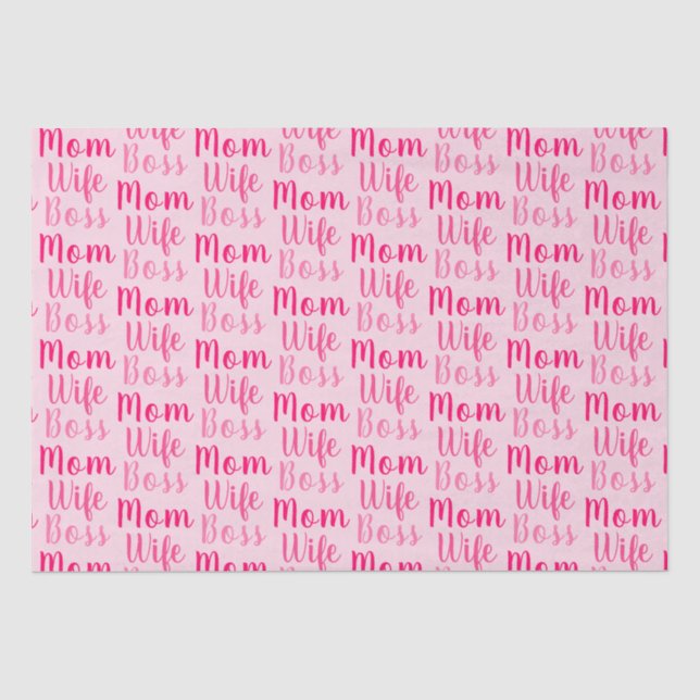 Mom wife boss light pink custom script cute modern tissue paper (Front)
