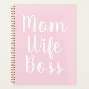 Mom wife boss light pink custom script stylish planner