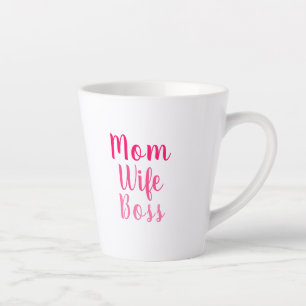 Mom wife boss pink white custom script stylish latte mug