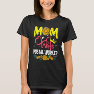 Mom Wife Postal Worker Cute Floral Sunflowers Moth T-Shirt