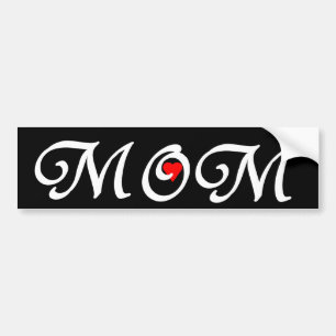 Mom with a red heart bumper sticker