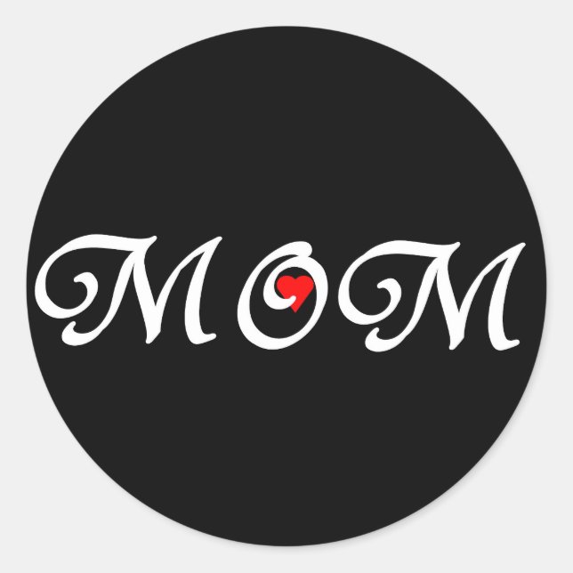 Mom with a red heart classic round sticker (Front)