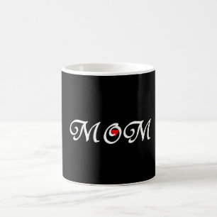 Mom with a red heart coffee mug