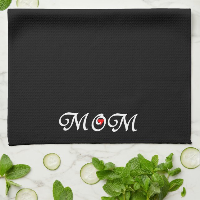 Mom with a Red Heart Kitchen Towel (Folded)