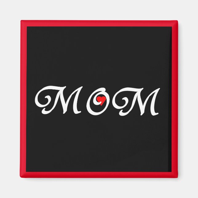 Mom with a Red Heart Magnet (Front)