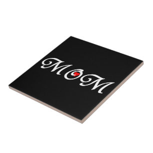 Mom with a red heart tile